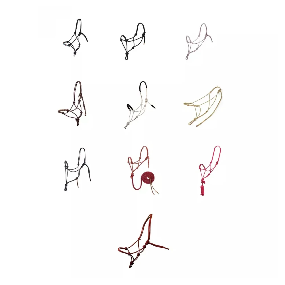 Adjustable & Durable Braided Rope Horse Riding Halter With Designer Noseband Available in Multiple Designs