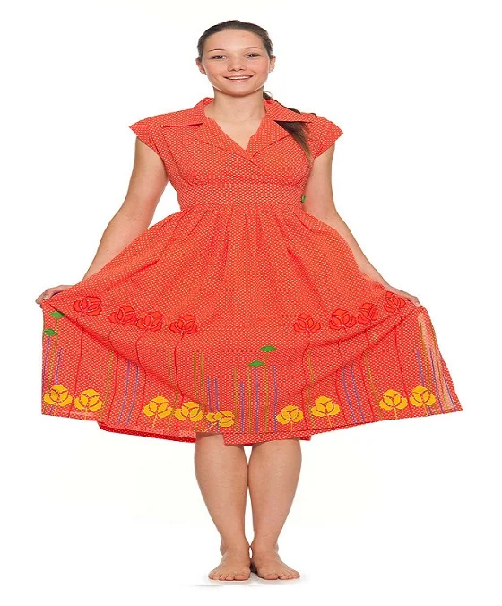 Casual Summer embroidery cotton midi dress