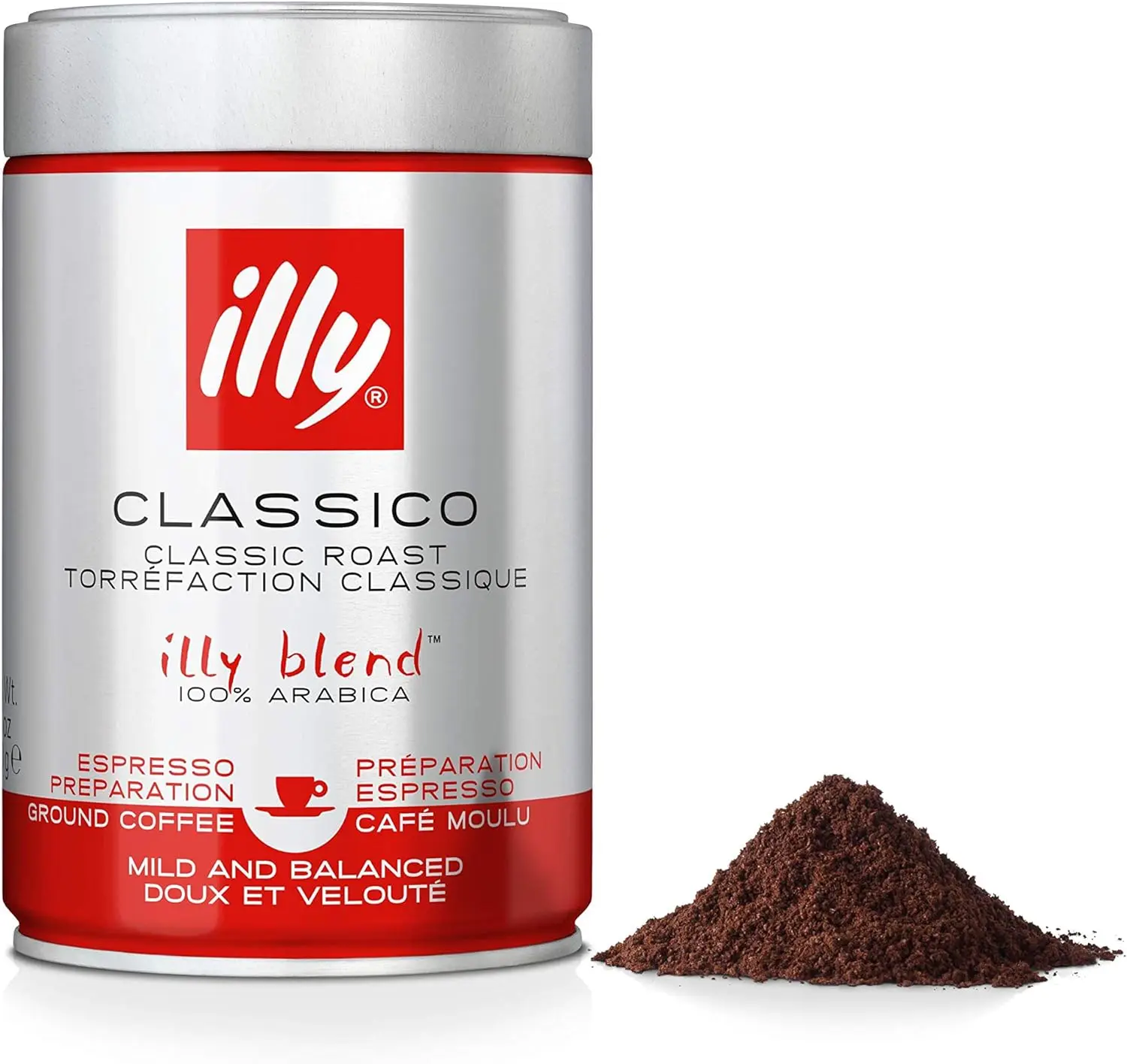 illy Coffee, Classico Ground Coffee, Medium Roast, Made From 100% Arabica Coffee Beans, 250g