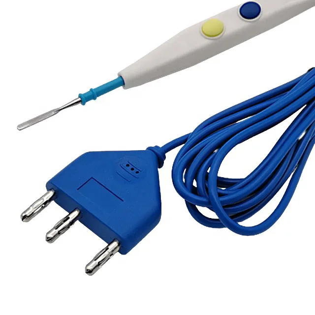 Disposable Push Button Electro surgical ESU Pencil Cautery Pen with Stainless Steel Blade with three pronged connector