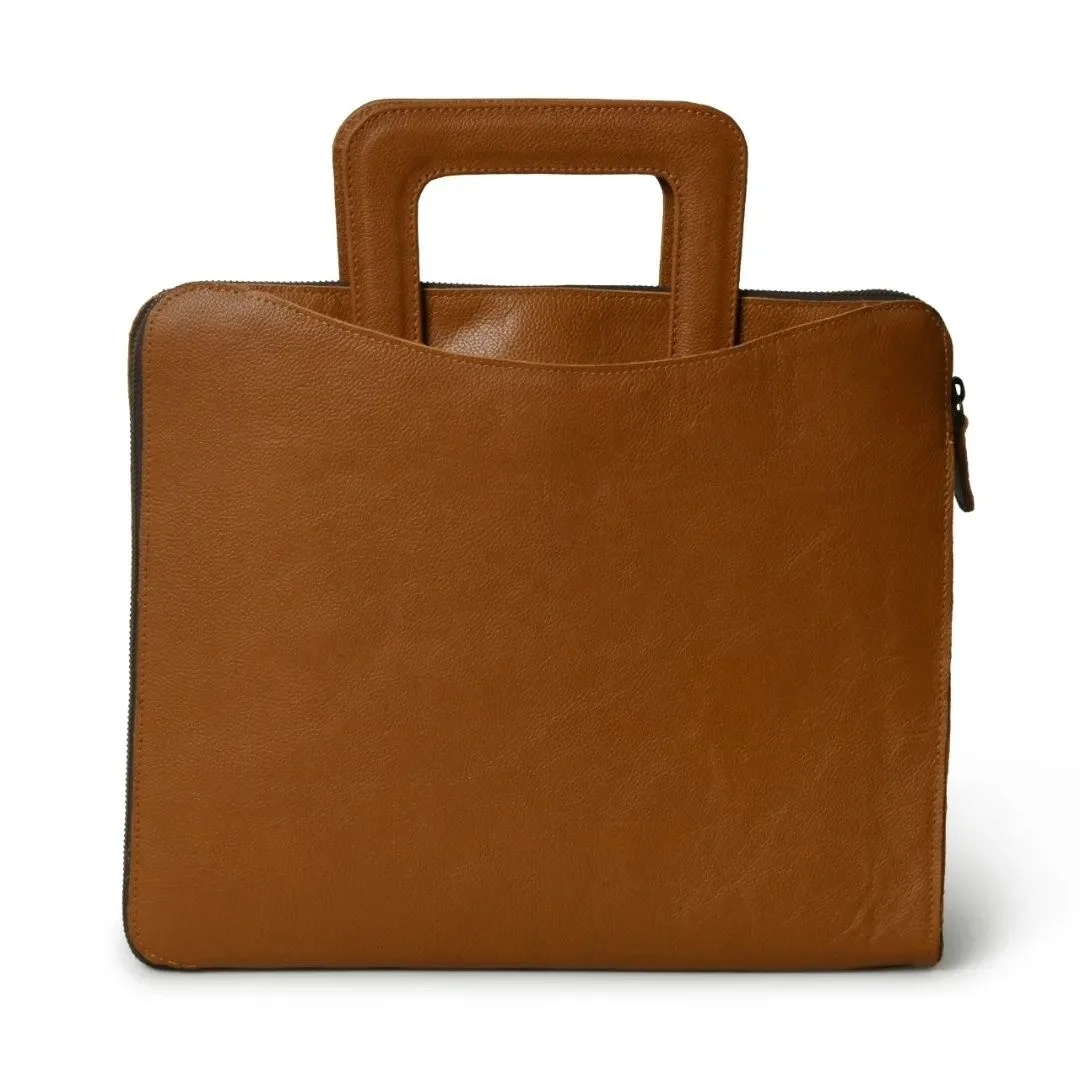 High Quality Handmade Genuine Leather Laptop Bag With zipper Top Indian Supplier Manufacturer Wholesale