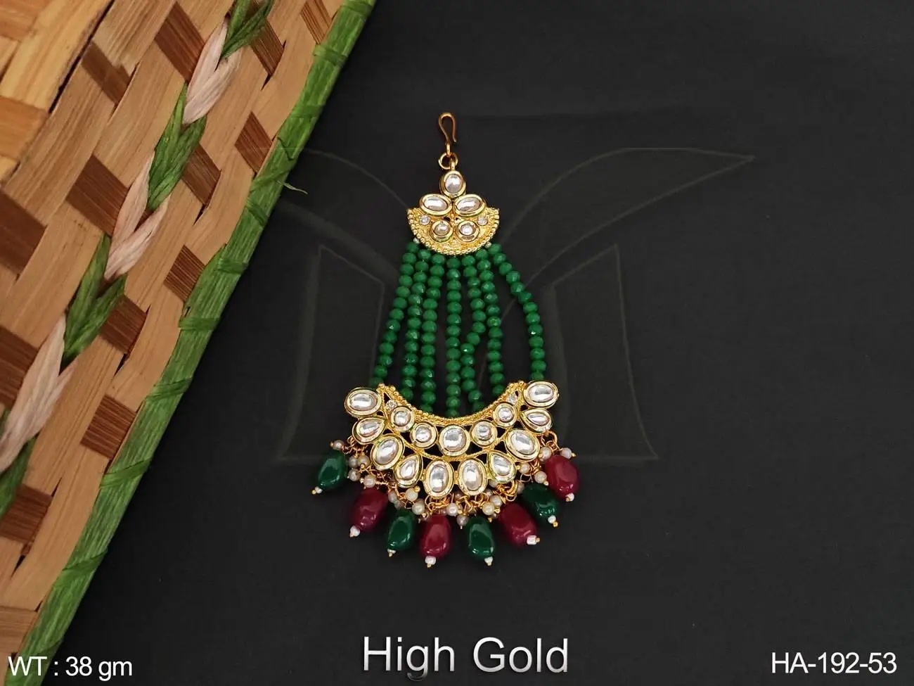 Designer High Gold Polish Beautiful Fancy Design Clustered Pearl Kundan Stones Kundan Jewellery Hair Accessories Jewelry Sets