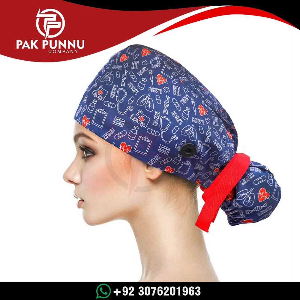 Surgical Scrub Hat Bouffant Cap For Long Hair Women Doctor Nurses Head Cover
