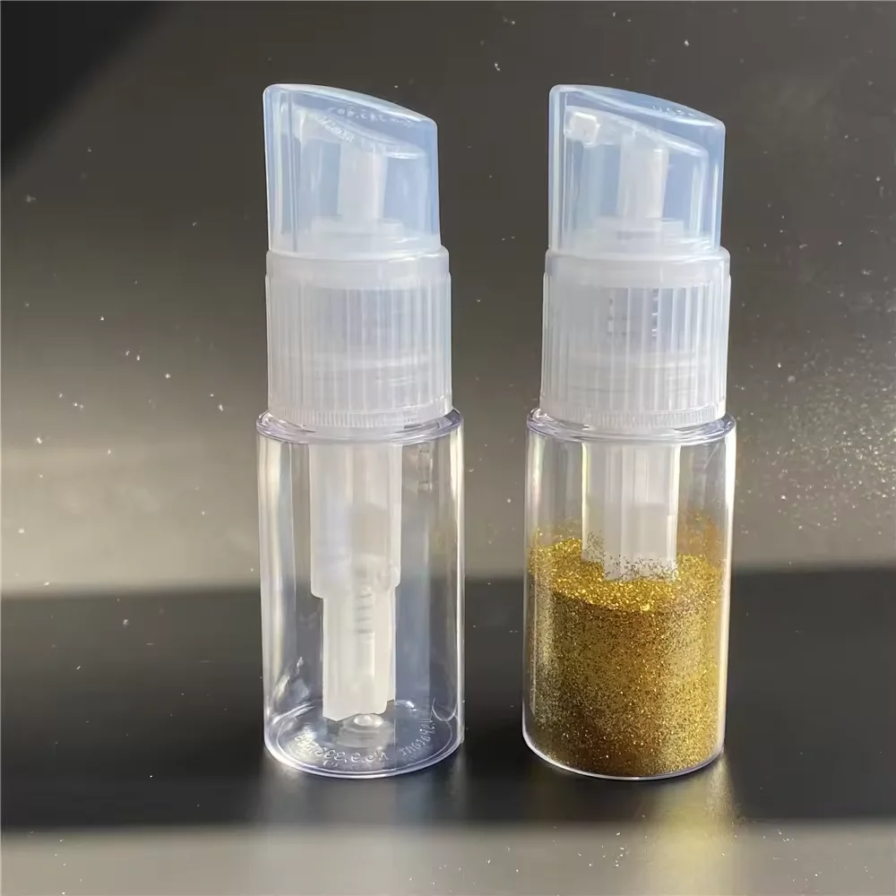 Empty 60ml 80ml 120ml plastic body glitter dust powder spray 80 ml powder pump bottles top pump powder dispenser120ml