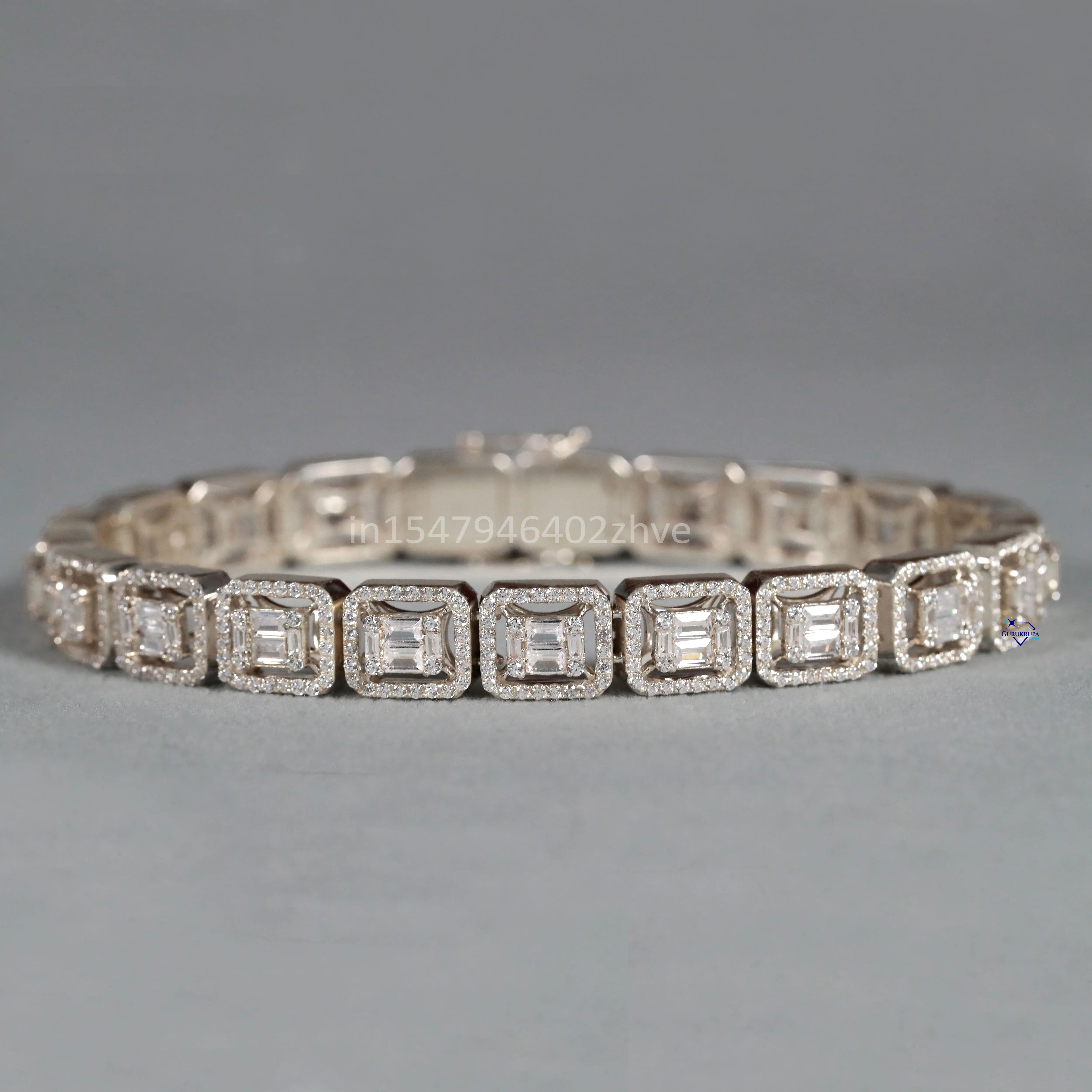 14KT White Gold Lab Grown Round and Baguette Cut Diamonds Elegance With This Magnificent Womens  Bracelet Featuring