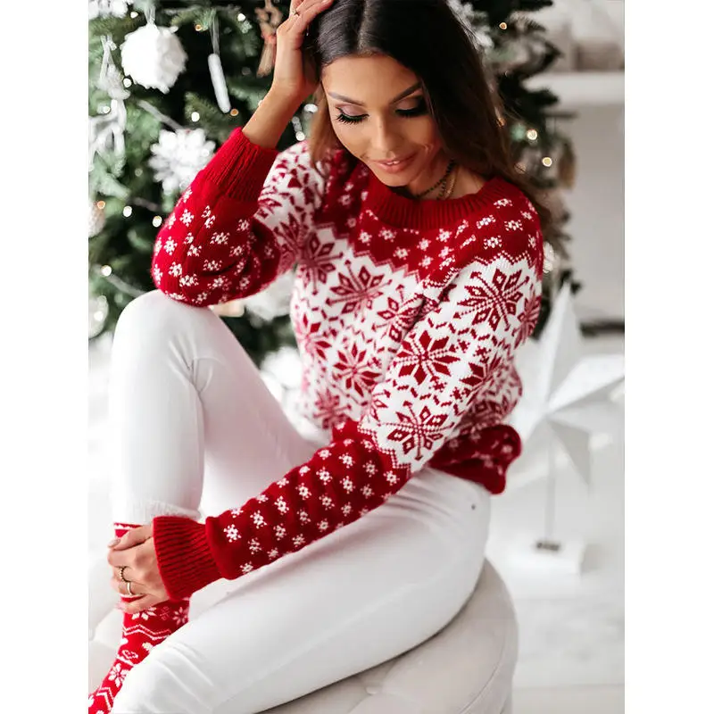 hot selling knitting winter sweater women snowman christmas sweater christmas tree sweater women 2023
