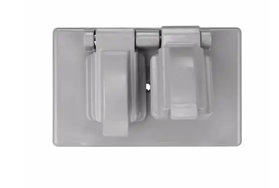 Weatherproof Box with Double Outlet - Grey Plastic Duplex Receptacle Self-Closing