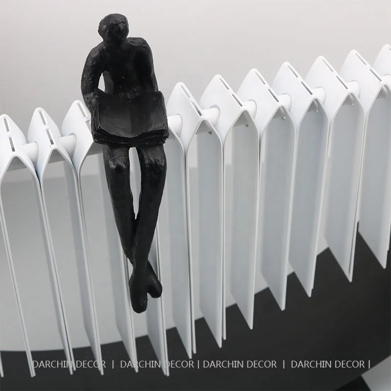Modern Art Decor Metal Figure Sitting Position Reading Modelling Sculptures Home Ornaments