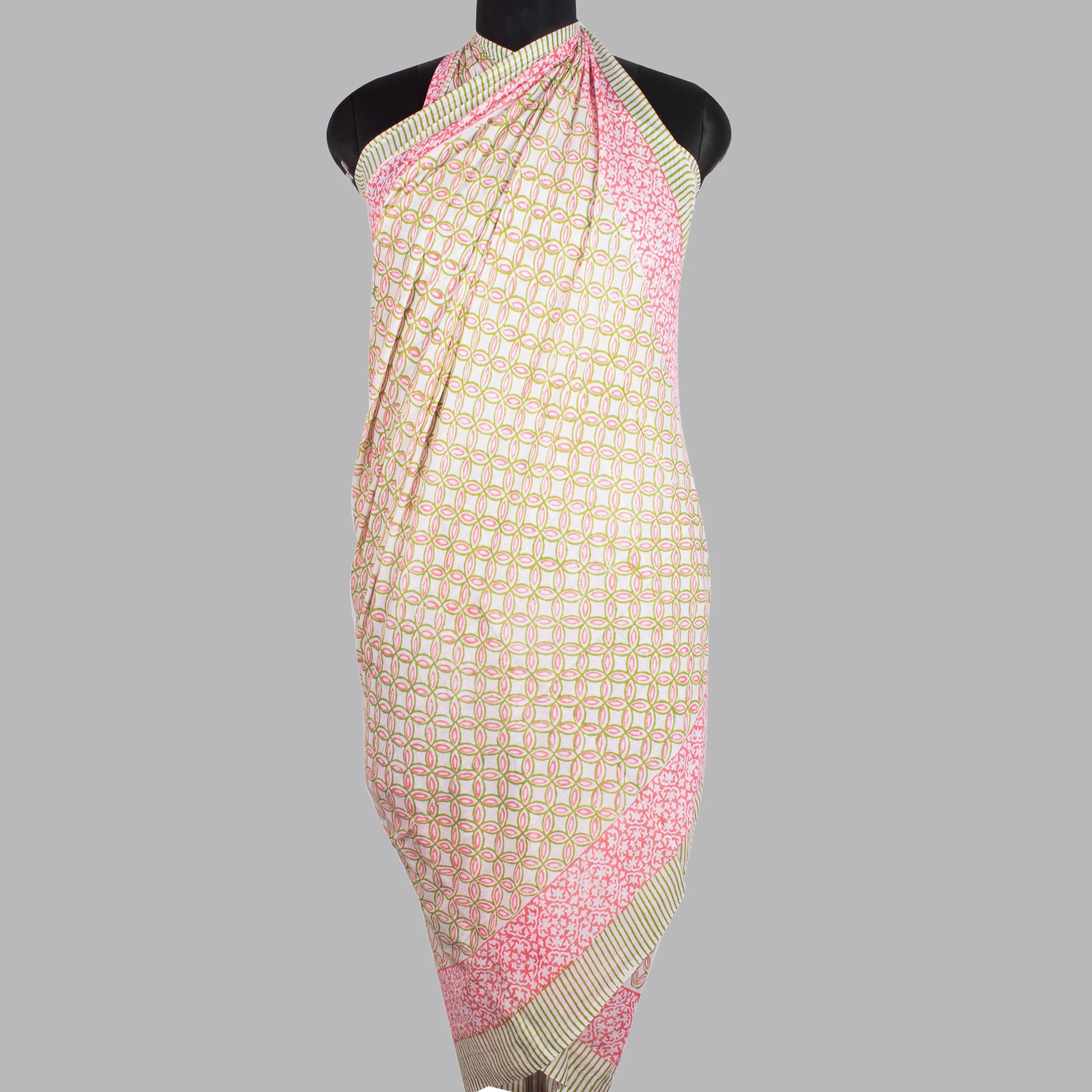 Custom Designed Indian Cotton Scarf Block Print Beach Sarong High Quality Handmade Pareo for Women Shawls Wholesale