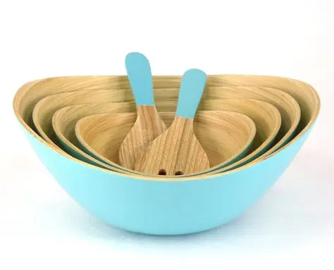 Natural Bamboo Salad Bowl Sauce Bowl for Sustainable Living for Serving Healthy Meals Snacks Parties Dogs to Family Friends