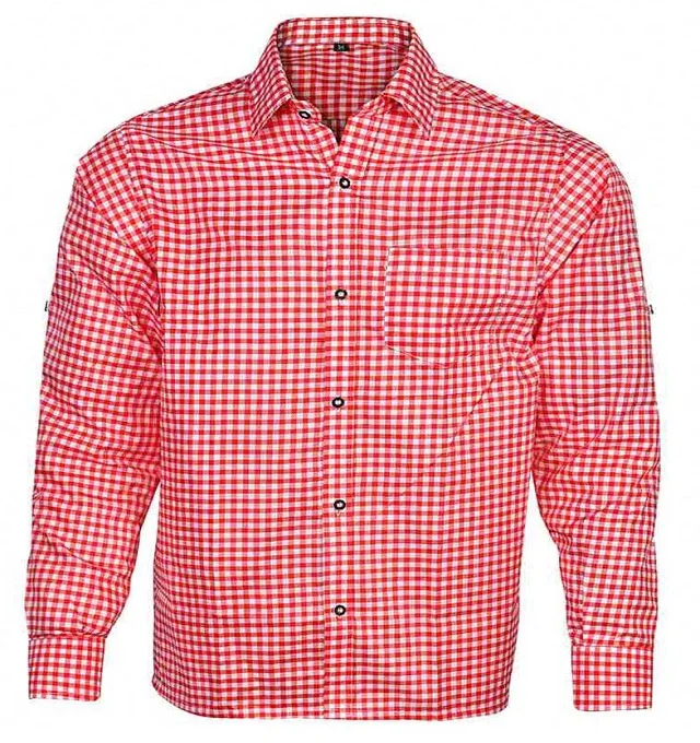Adults Trachten Shirt with Mandarin Collar Cotton Flannel Silk Breathable Plain Dyed Oktoberfest XL Lederhosen Patterned Shirt