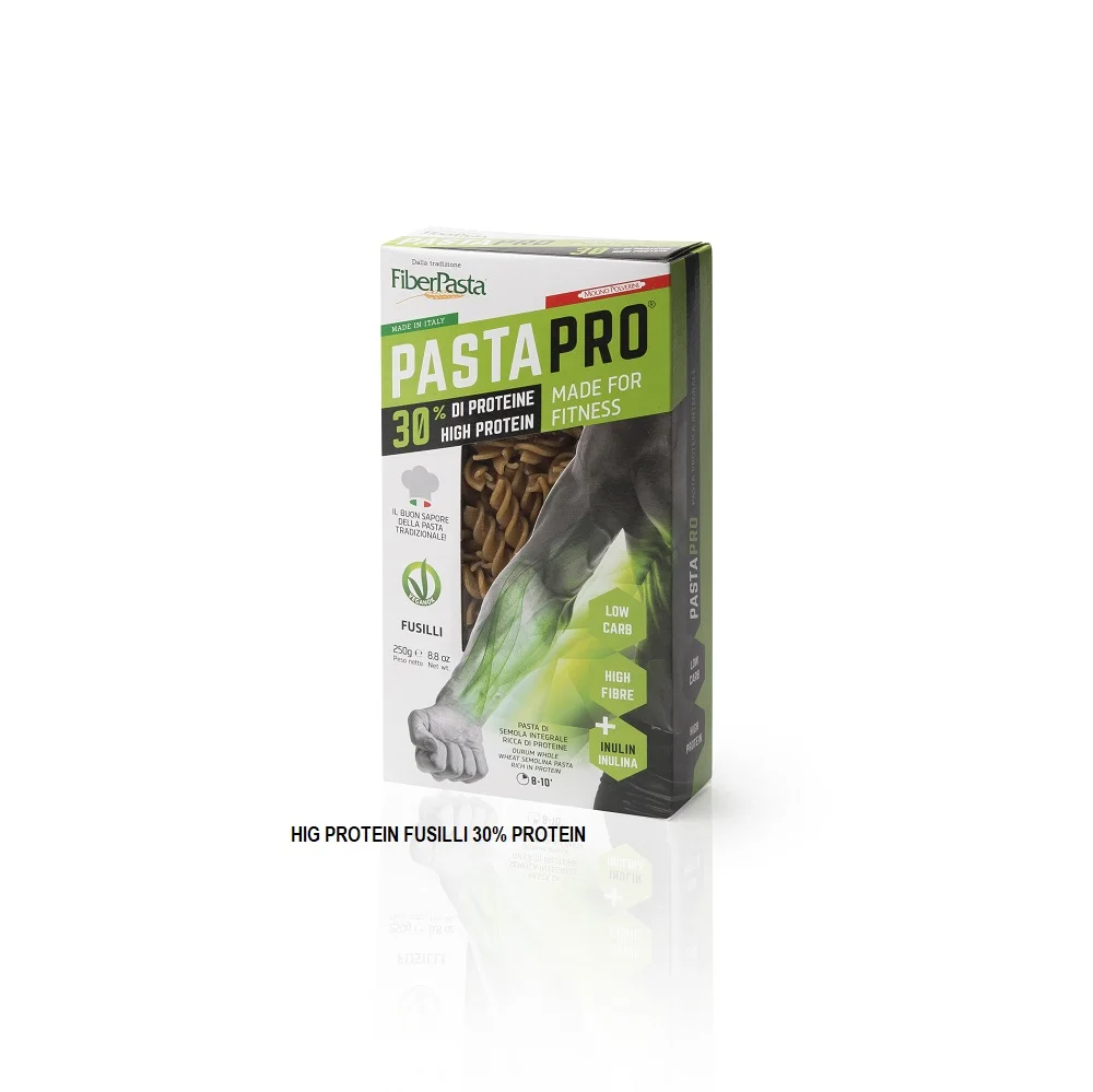 WHOLE WHEAT PASTA FUSILLI 250g WITH PLANT BASED PROTEIN - PEA AND WHEAT PROTEIN - PREMIUM ITALIAN PASTA WITH BENEFITS