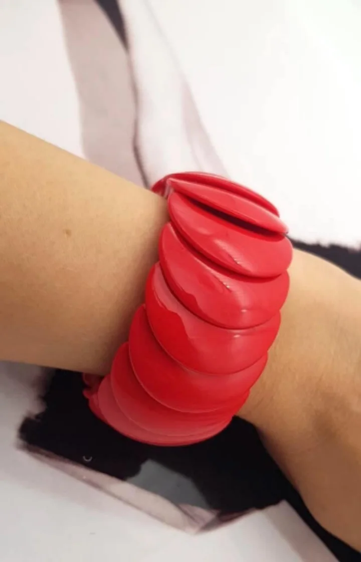 Cultural Fusion Red Resin Elastic Bangles Inspired by Indian Artistry Fashion Bracelets & Bangles