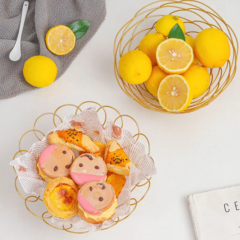 Creative Wire Countertop Golden Iron Vegetable Storage Fresh Gift Storage Metal Mesh Kitchen Fruit Basket