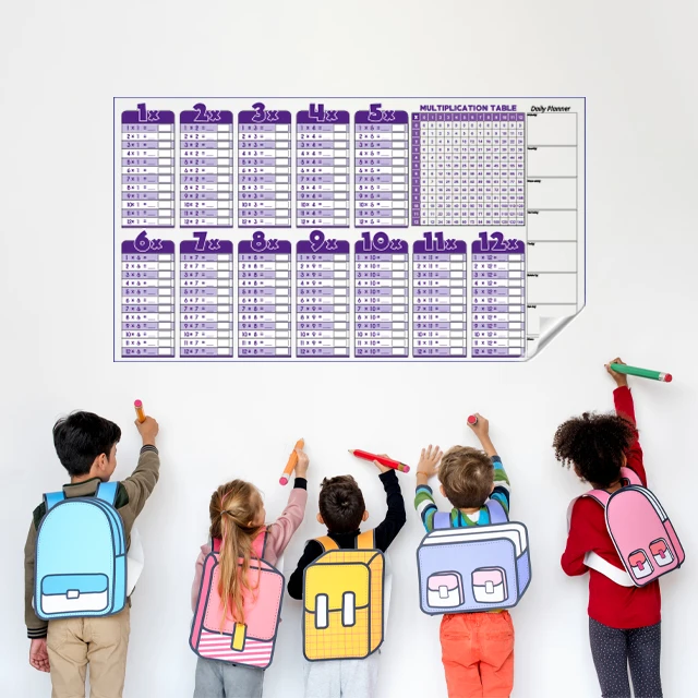 Educational for Kids Dry Erase Multiplication Table Reusable Durable Polystyrene Material Holds The Surface With Static Electric