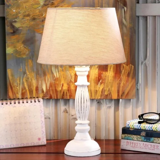 Stylish Amelia Table Lamp Featuring a Sleek White Base - Perfect for Adding a Touch of Class to Any Room