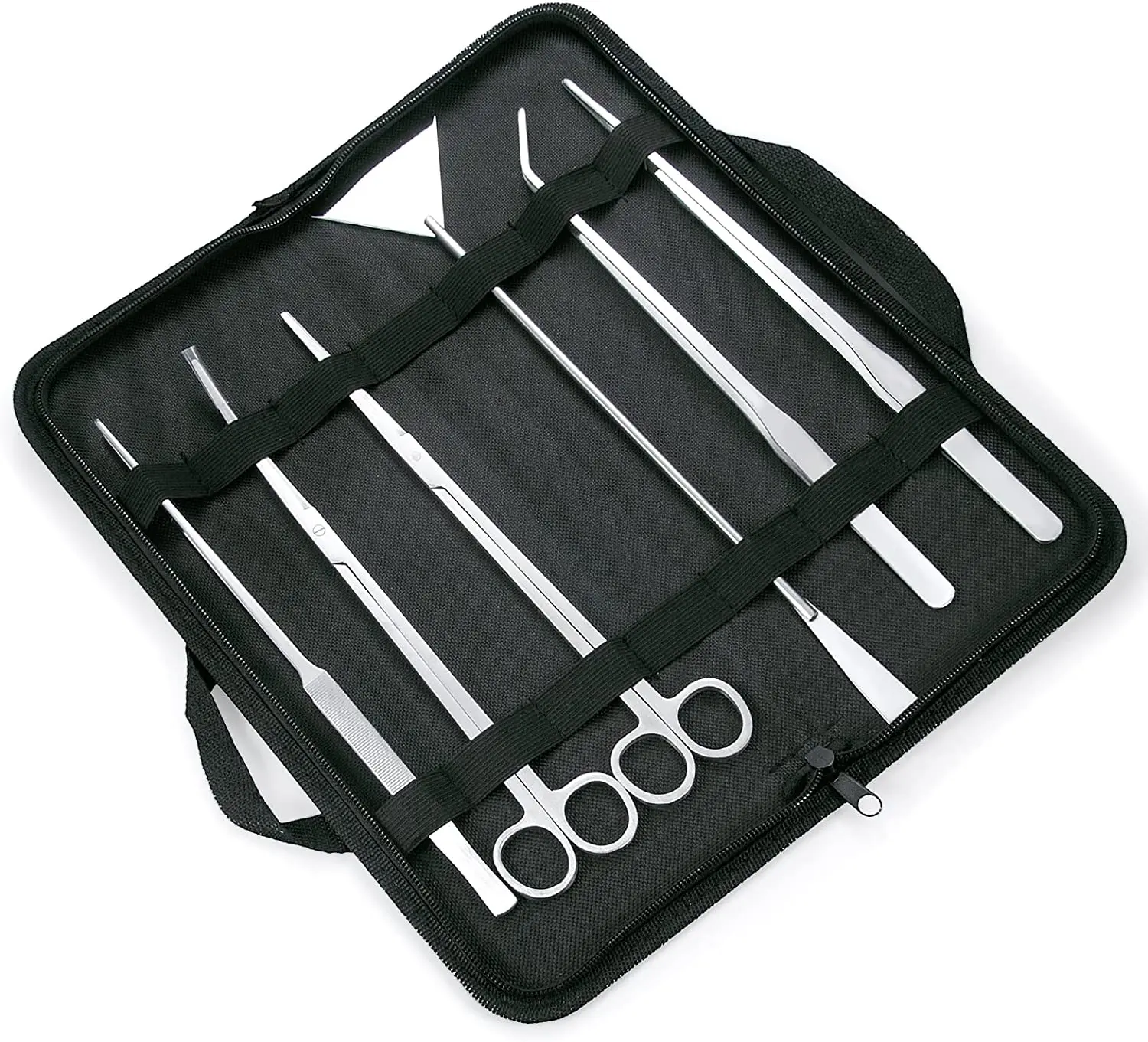 Aquarium Tools Kit 6 Pcs Set Stainless Steel Tweezers Scissor Spatula Multi Functional Aquarium Tank Tool Set for Fish Plant