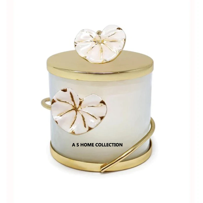 metal luxury golden flower decorative Kitchen storage coffee bean stainless steel canisters