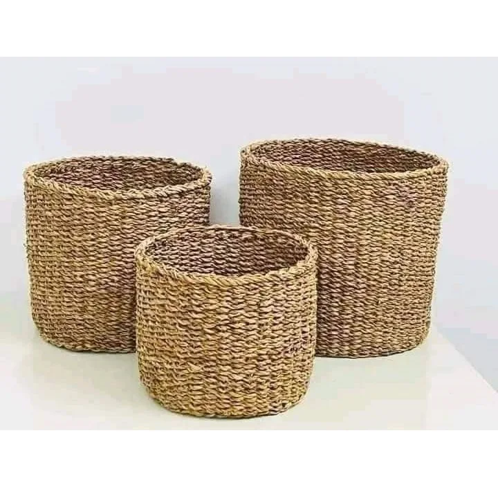 Customized MOQ Best Quality Low Price Natural Seagrass Basket Handmade Laundry Basket & Other Use Basket