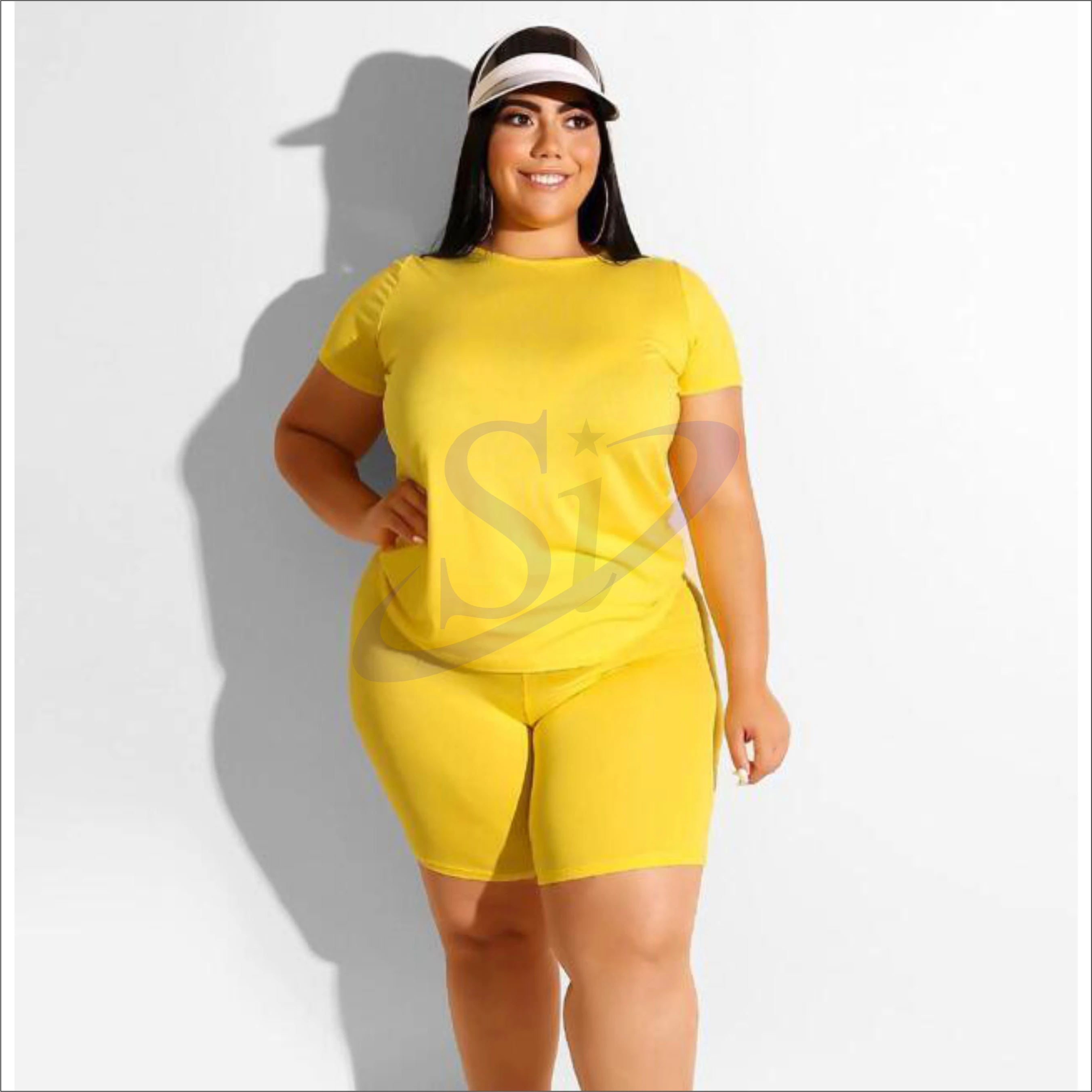 Оптовая продажа женские спортивные костюмы без рисунка женская футболка подходящие из двух предметов летние комплекты футболки и велосипедных шорт