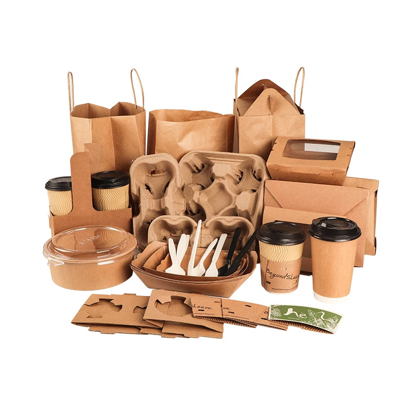 Biodegradable Disposable Takeaway Hot Drink 2 Cup Holder Takeout 4 Cup Tray Carrier Coffee Paper Cup Holder