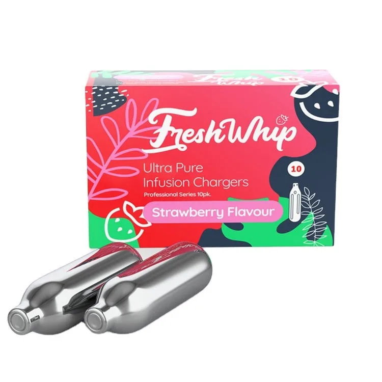 Pack of 10 Strawberry Flavor Best Cream Chargers for Bulk and Wholesale Export at Affordable Price