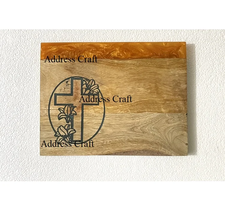 New Arrival Luxury Design Acacia Wood Orange Epoxy Resin Cutting Board Chopping Blocks Serving Board for Charcuterie Platters