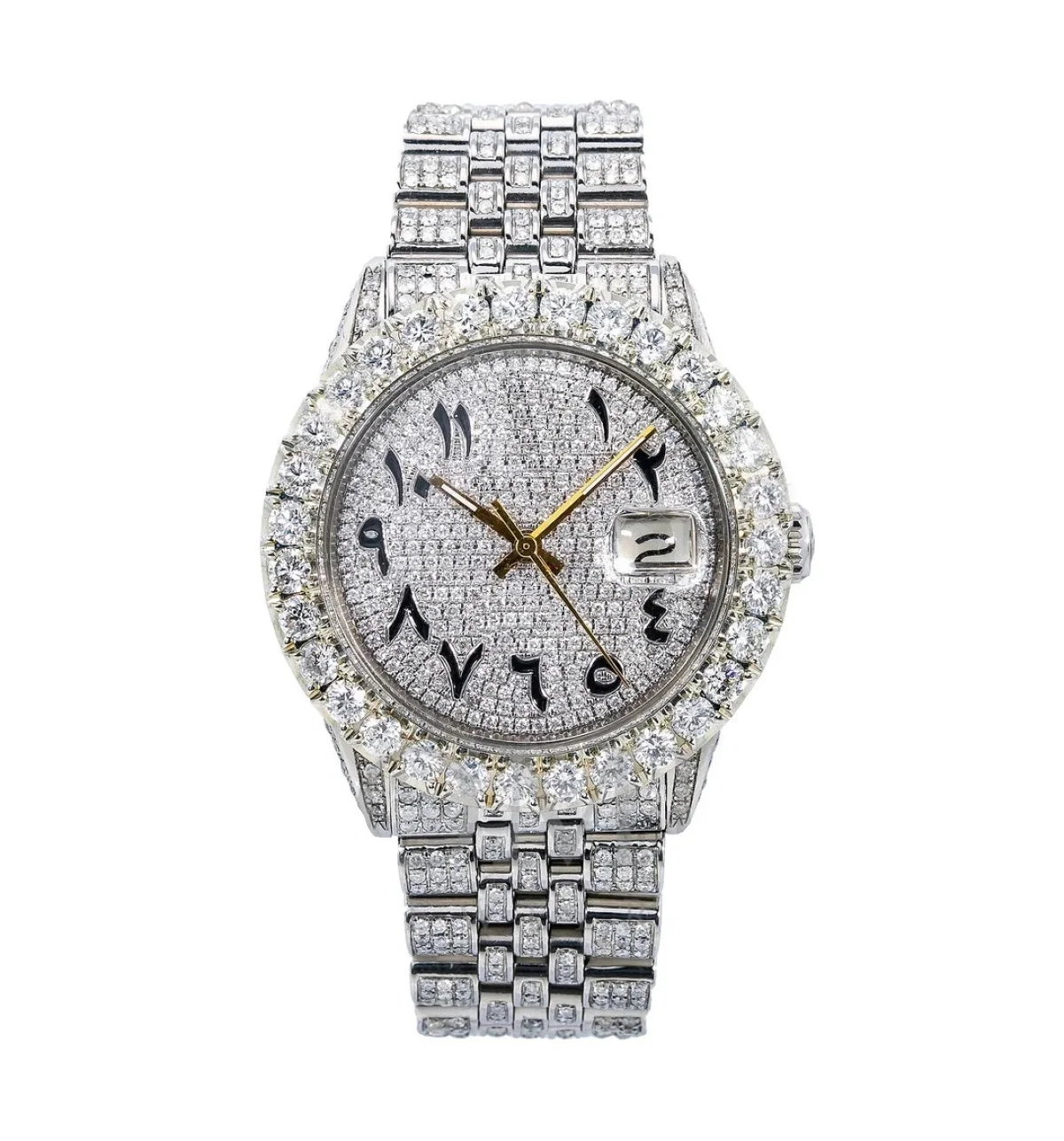 Dazzling 35mm Arabic Dial Studded Lab Grown Diamond Watches for Luxury Fine Jewelry Collections from India