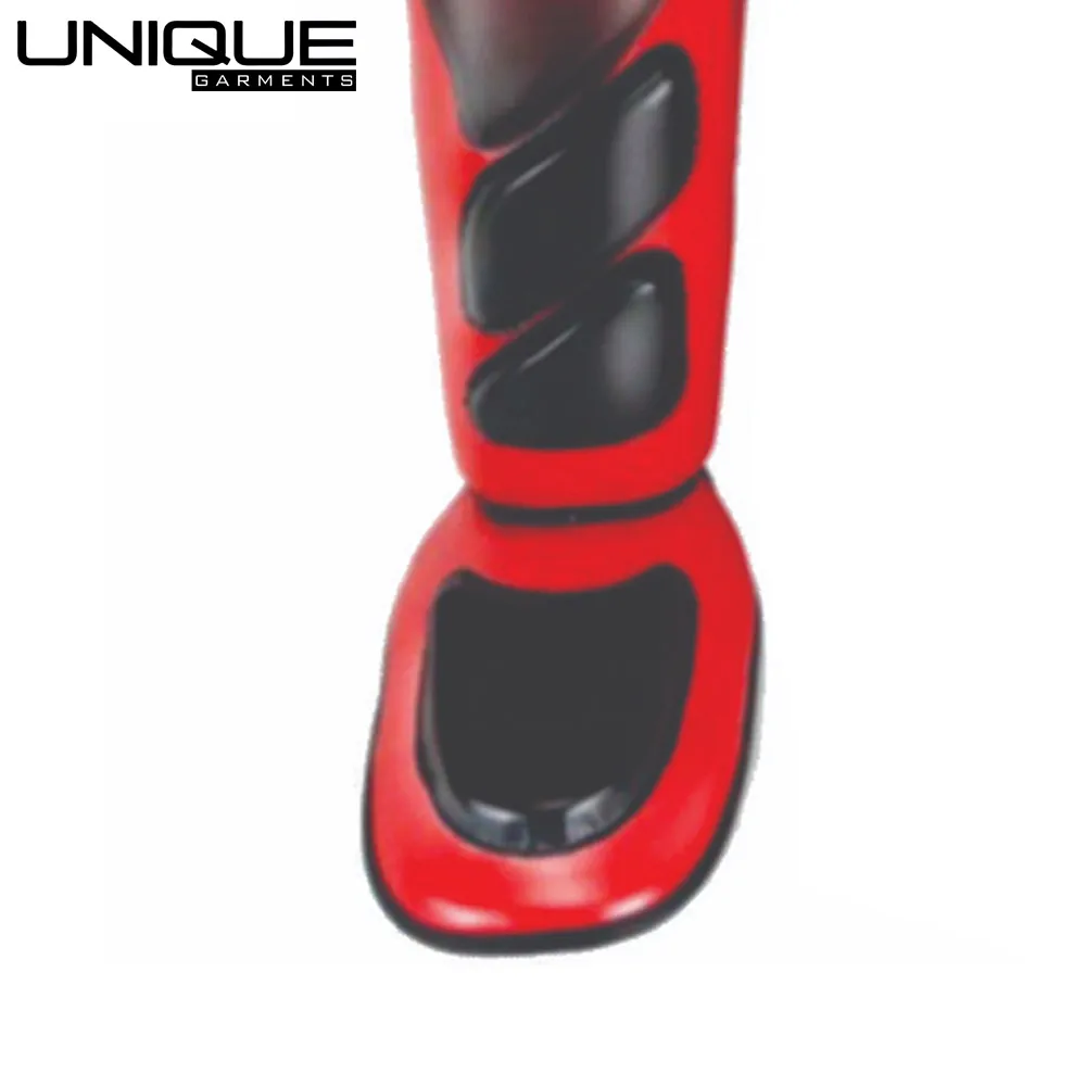 Red And Black Color Wholesale Rate Customized Logo Print Premium Quality Shin Guard By UNIQUE GARMENTS INDUSTRIES