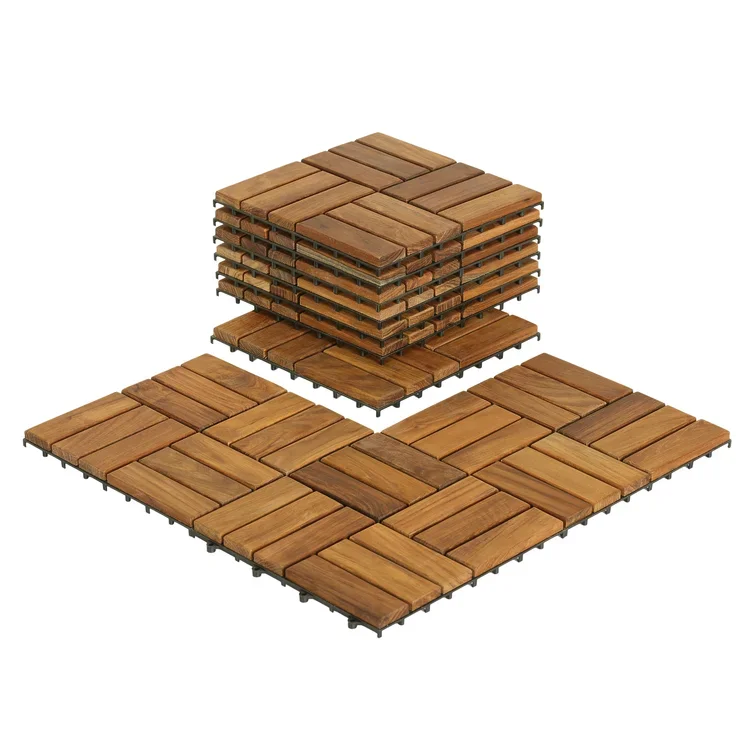 Modern ACacia Wood Deck Tiles from Vietnam Factory Smooth Interlocking Tiles Outdoor Spaces Convenient Tomized Packing Option