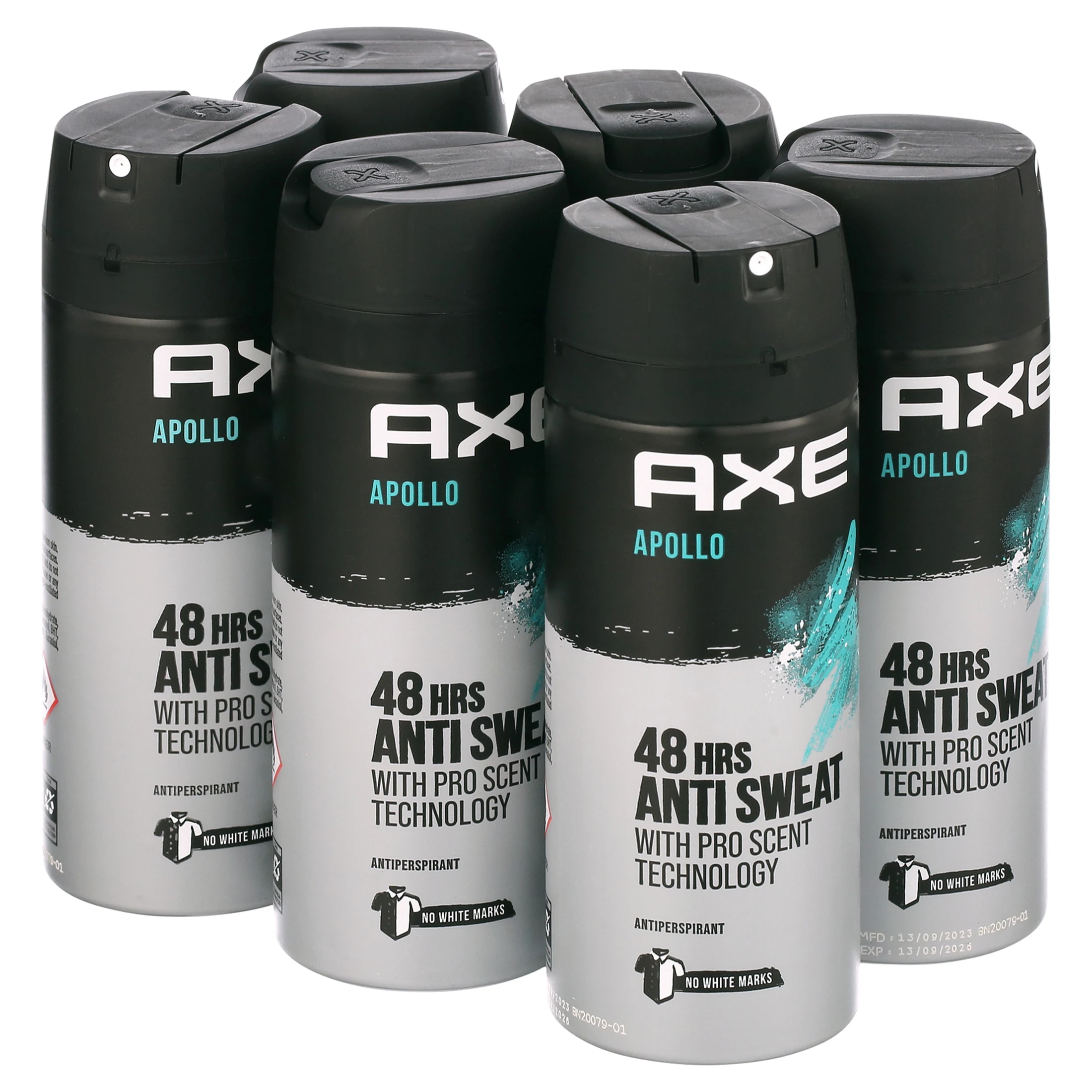 Axe Apollo Body Spray Deodorant for Men, 6 Pack, 150Ml