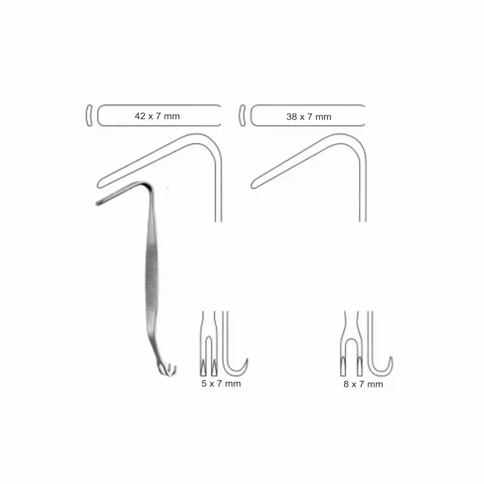 Aufricht Walter Nasal Retracto Double Ended Blunt 13.5 cm (38 x 7 mm 42 x 7 mm) Rhinoplasty Retractors Surgical Products