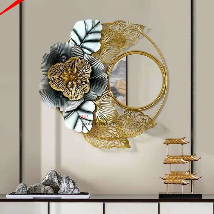 luxury interior modern leaf design wall decor home accessories hotel office metal craft hanging wall decor