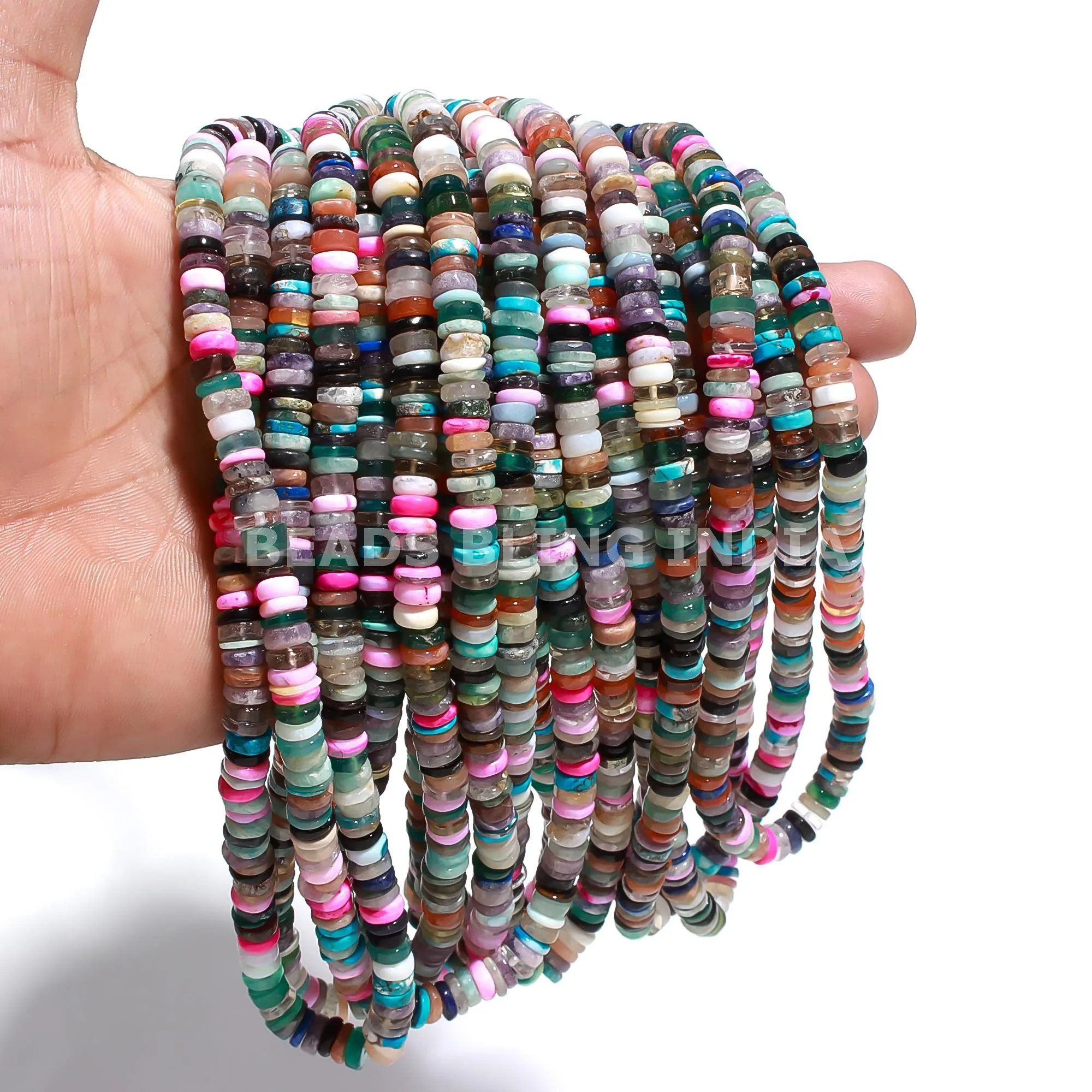 New Trending Beautiful Natural Multi Disco 16 Inches 6mm - 8mm Stone Plain Wheel Shape Beads For Necklace & Bracelet Craft