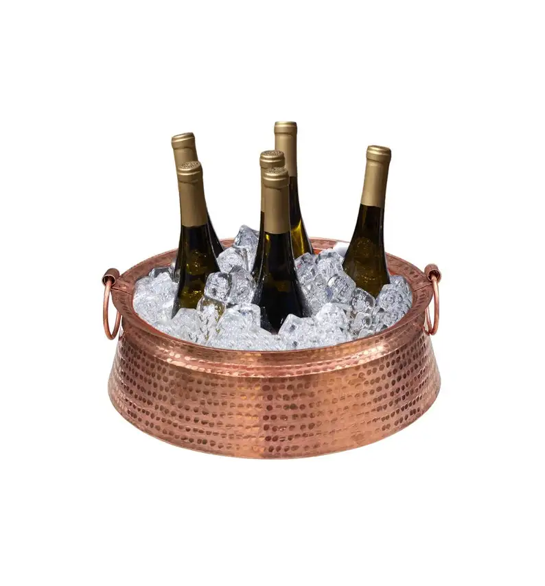 Copper Hammered Ice Bucket, Ice & Drinks Cooler, Hammered Beverage Tub Ice Bucket Champagne Chillers BY WB INC INDIA