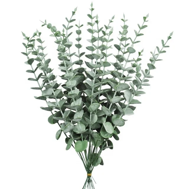 Artificial silk Eucalyptus Stems Leave Real Touch Leaf Faux Tall Greenery Branches for Wedding Bouquet Centerpiece  Flower Arran