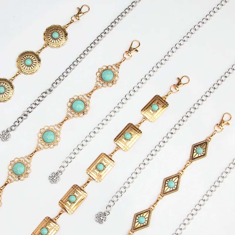 New Trendy Fashion Belt Accessories Retro Girdle PU Leather Gold Metal Alloy Women Ladies Dresses Pants Waist Chain Belts