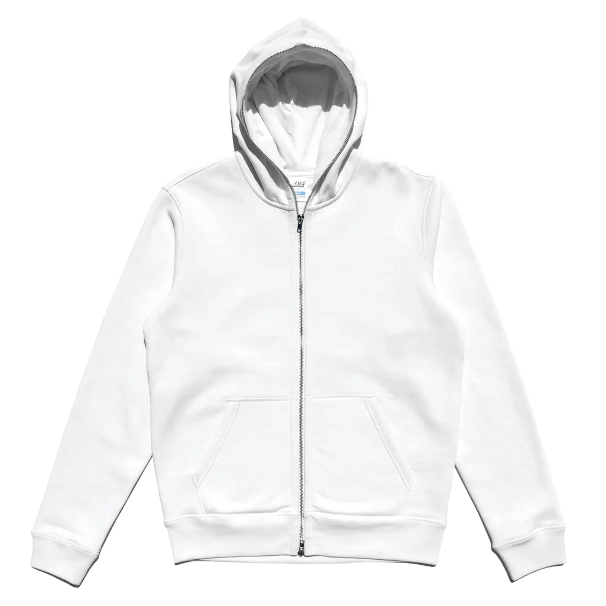 Персонализированный логотип en gros plein visage ZipUp blanc strass hommes pull veste manteau Spot a capuche молния avec fermeture