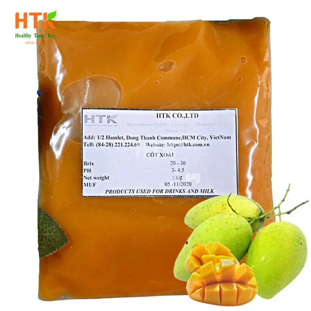 Trending 2023 Frozen MANGO Concentrate CAT CHU/KAEW BQF from HTK Food factory in Vietnam used for Food & Beverage Ingredients