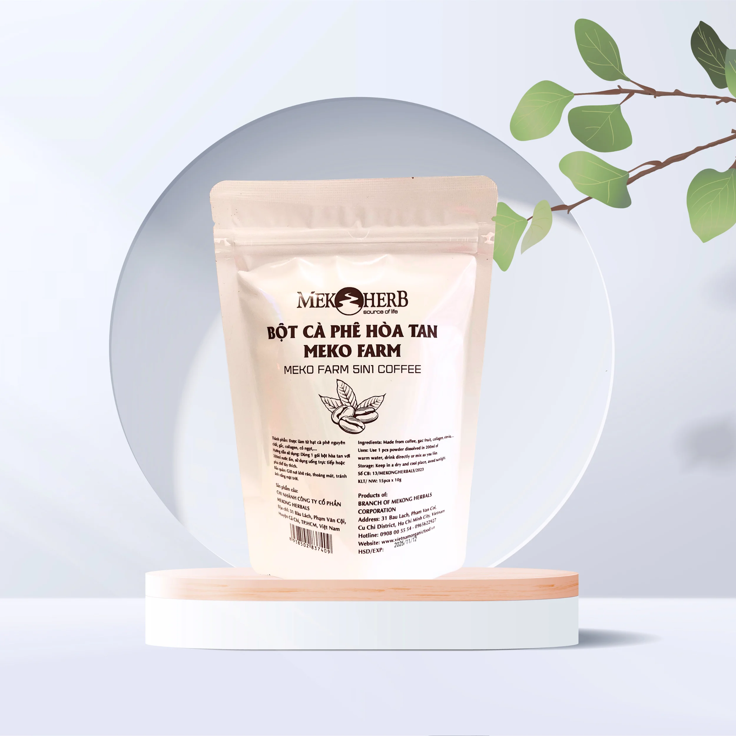 MEKO FARM BLACK COFFEE FROM MEKONG HERBALS IN VIETNAM  (100% PURE COFFEE BEANS, GAC FRUIT, COLLAGEN AND STEVIA SUGAR / MEKO FARM