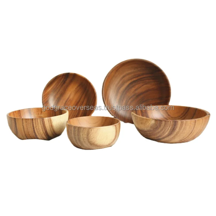 Best Quality Serving Bowl Soup Bowl Healthy Food Container Vintage Dinner Tableware Wooden Serving Bowl