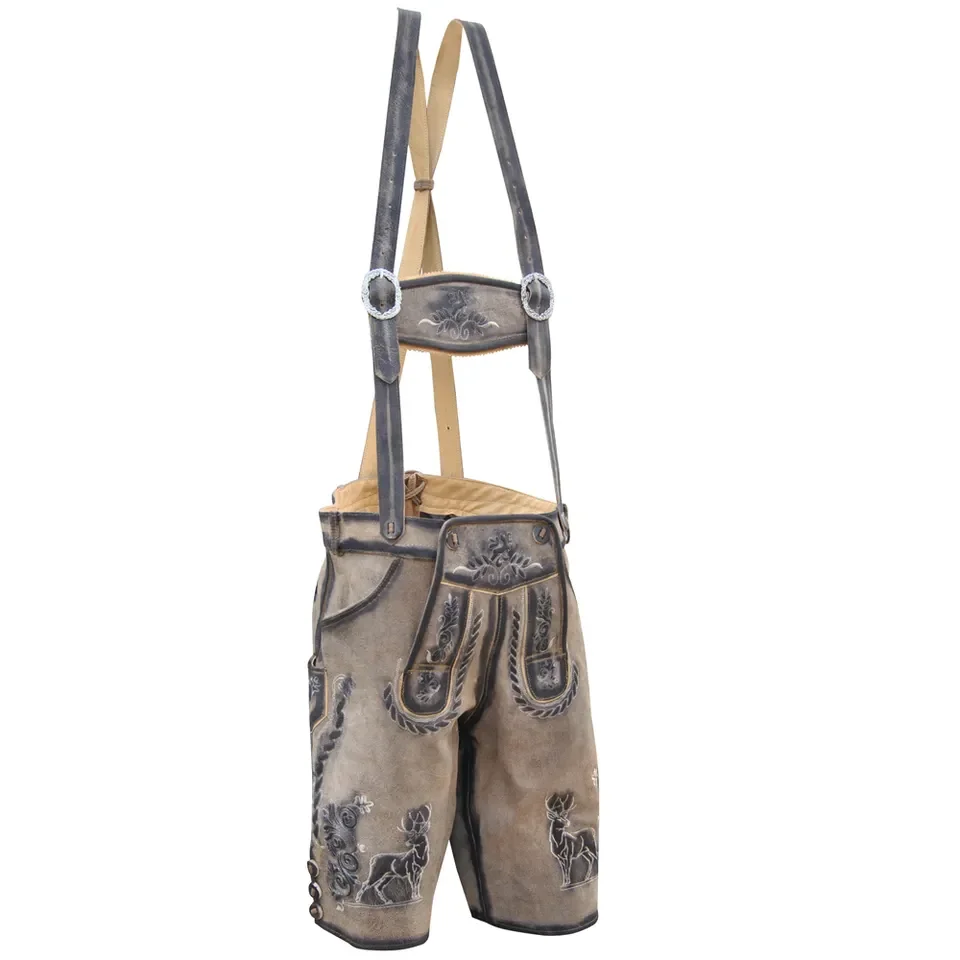 New Custom Bavarian Lederhosen German Wear Suede Leather Made Shorts and Long Traditional Pants Best Selling 2023