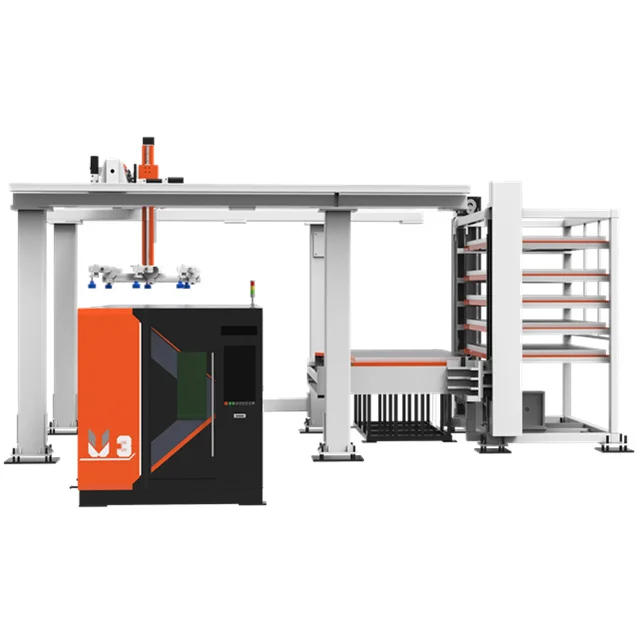 Loading and unloading Laser automation solution in combination with a storage tower