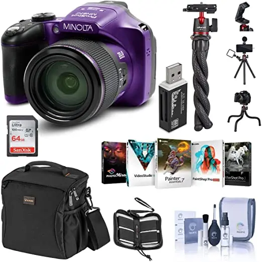 Цифровая камера Minolta M35Z 20MP 1080p HD Bridge с 35-кратным оптическим зумом черная корпусом для камеры 16