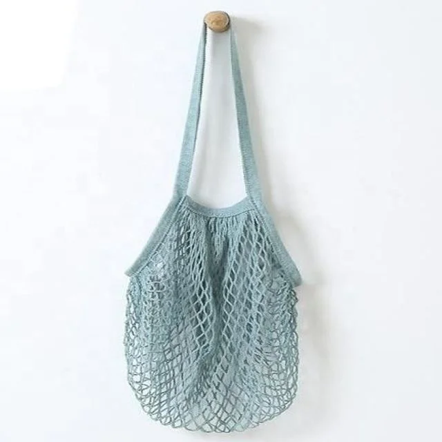 Reusable Eco Friendly 100% Organic Mesh Drawstring Storage Net Bag Cotton Mesh Bags Set for Fruit Vegetable Laundry