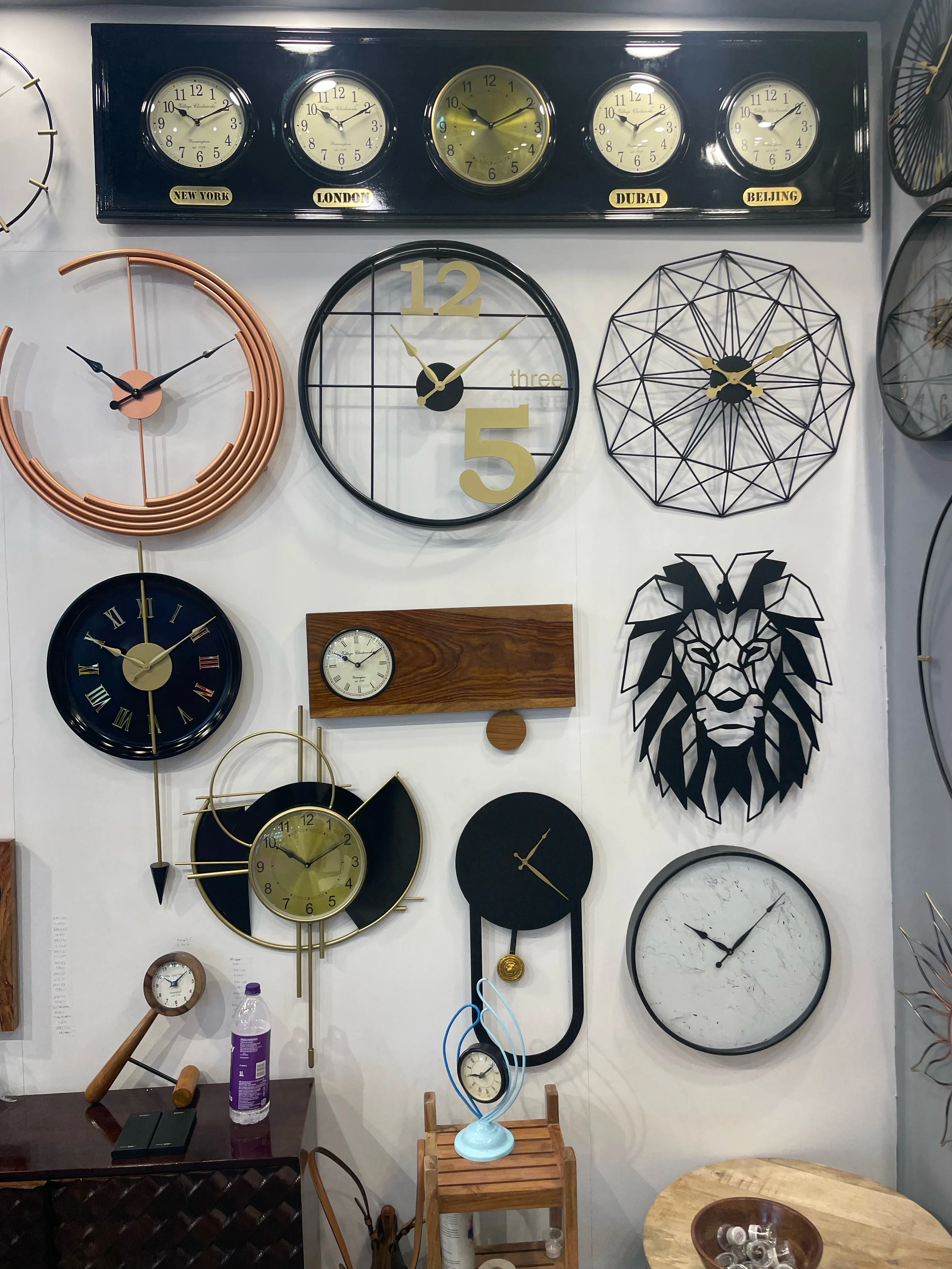 home decoration large iron silent quartz antique vintage decorative 3d metal wall clock home decor for living room