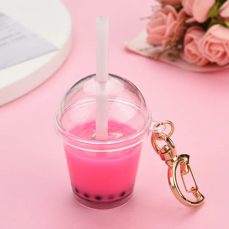 Selling hot Cheap Cute Bubble Tea Keychain Mini Pearl Milk Boba Tea Keychain Popular Acrylic Pendant Charms