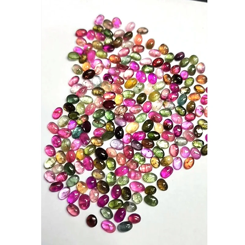 980 Pcs of Natural Multi tourmaline 4x3mm 6x4mm 7x5mm 8x6mm 9x7mm Oval 3mm 4mm 5mm 6mm Cabochon 652 cts lot Iroc Sales US$304