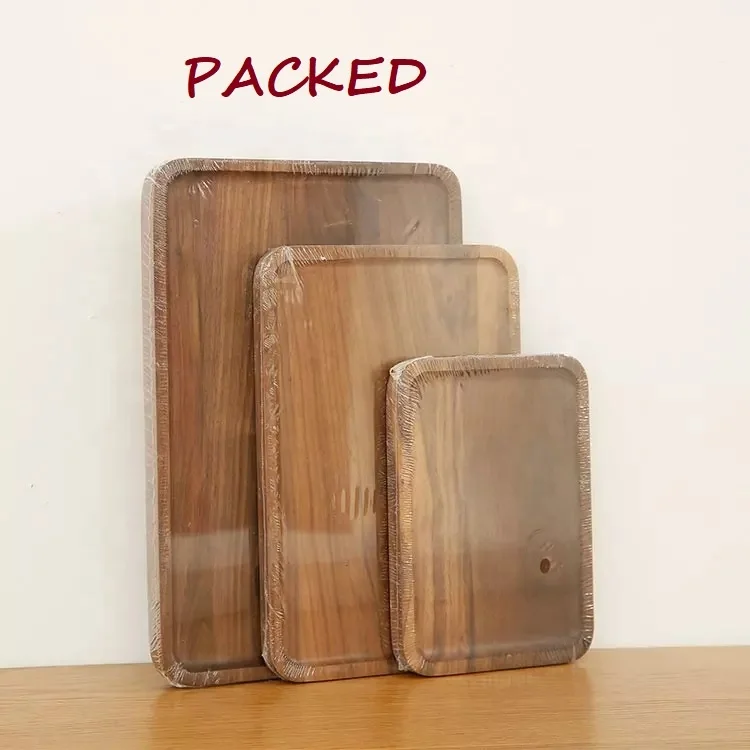 natural acacia wood food serving trays rectangular tea coffee wooden tray