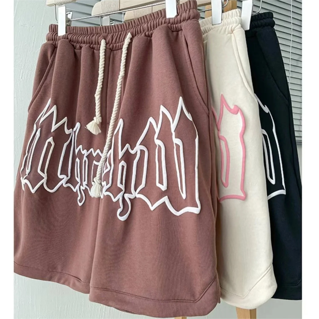 Men Summer 100% Cotton Gym Running French Terry Sweat Shorts for Men Streetwear Custom Puff Print Basketball Shorts